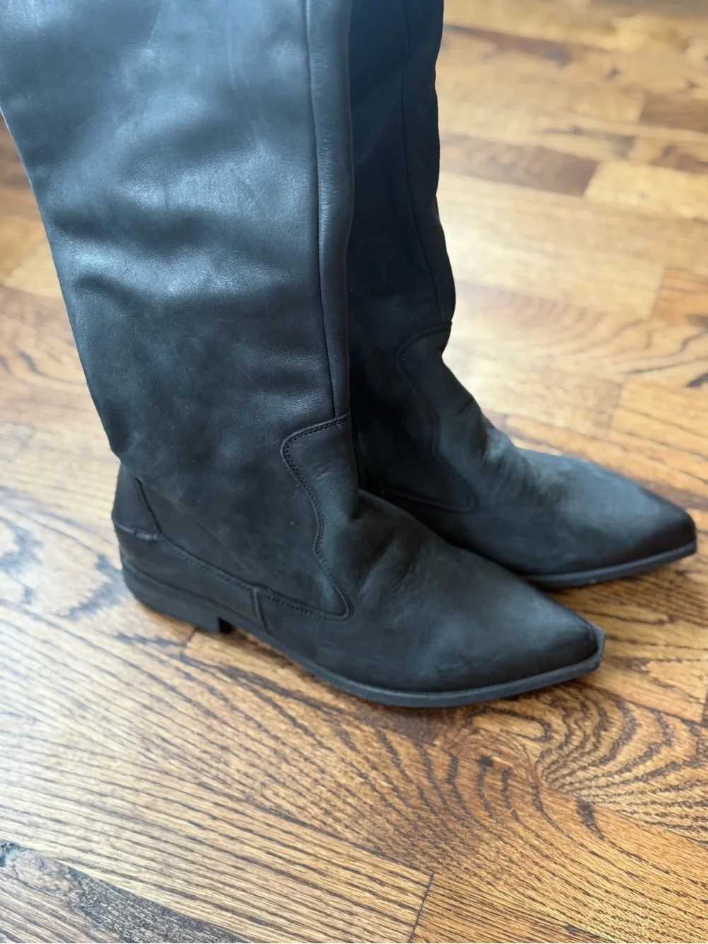Free People Brenna Over the Knee Boots Black 36 Festival Rodeo Western Cowgirl